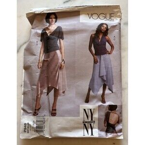 Vogue 2762 Drape Cowl Stretch Blouse Top Handkerchief Skirt Pattern 14-16-18 Y2K